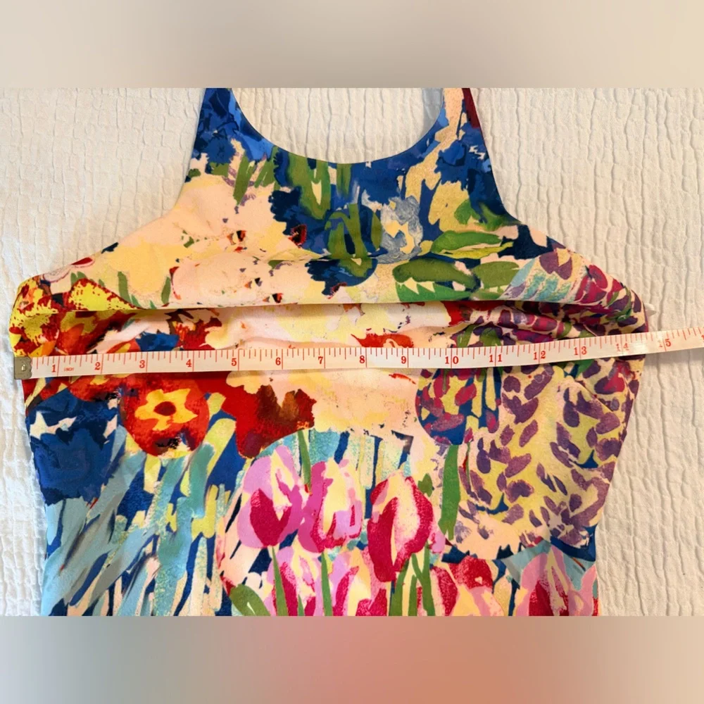 Badgley Mischka Floral Backless Sleeveless Dress Vacation Glam 🌸